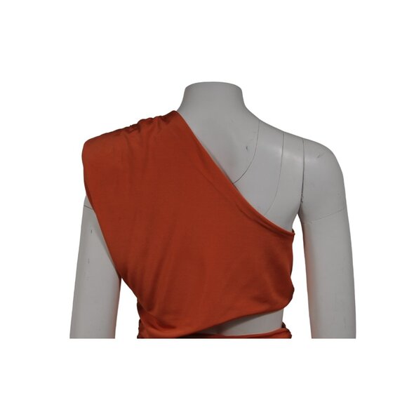 Ronny Kobo Womens Donna One Shoulder Ruched Midi Dress Small Peach Viscose - Picture 7 of 12